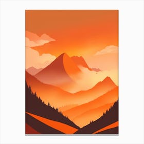 Misty Mountains Vertical Composition In Orange Tone 183 Canvas Print