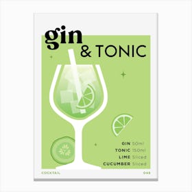Gin & Tonic in Green Cocktail Recipe Canvas Print