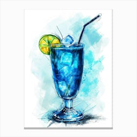 Blue Lagoon Watercolour  1 Canvas Print