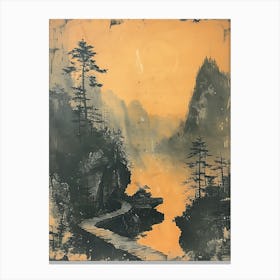 Antique Chinese Landscape Painting Canvas Print