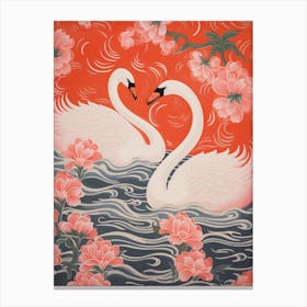 Vintage Japanese Inspired Bird Print Swan 6 Canvas Print