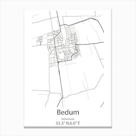 Bedum,Netherlands Minimalist Map Canvas Print