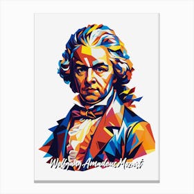 Wolfgang Amadeus Mozart 02 Portrait WPAP Pop Art Canvas Print