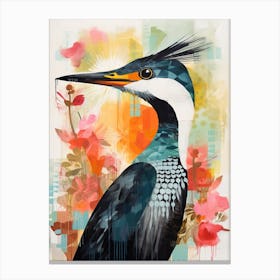 Bird Painting Collage Cormorant 4 Canvas Print