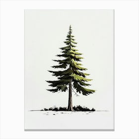 Douglas Fir Tree Pixel Illustration 4 Canvas Print