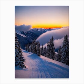 Val Thorens, France 2 Sunrise Skiing Poster Canvas Print