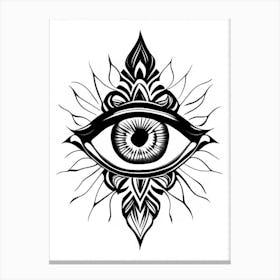 Chakra, Symbol, Third Eye Simple Black & White Illustration 2 Canvas Print