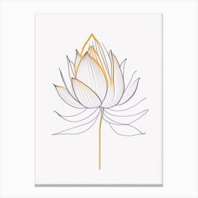 Lotus Flower, Buddhist Symbol Minimal Line Drawing 1 Canvas Print