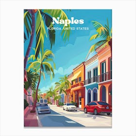 Naples Florida Vacation Digital Travel Art Canvas Print