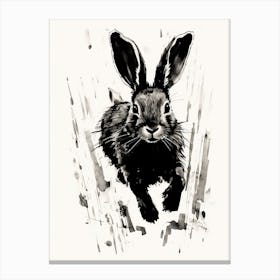 Rabbit Prints Black And White Ink 8 Canvas Print