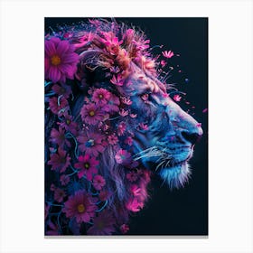 Lion With Flowers 6 Canvas Print