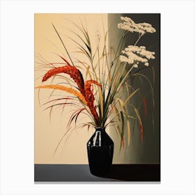 Bouquet Of Japanese Silver Grass Flowers, Autumn Fall Florals Painting 1 Canvas Print