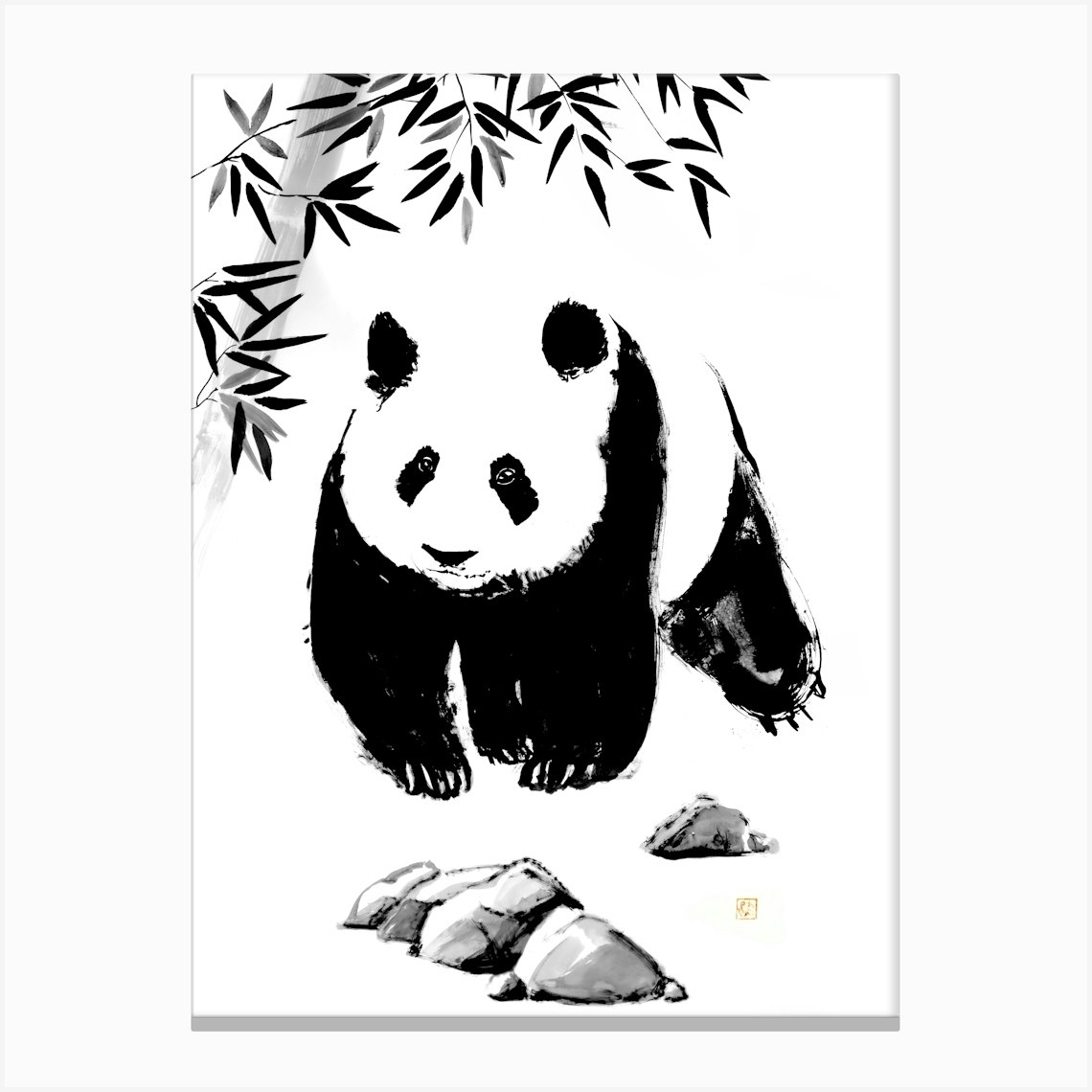Panda Walking in bamboo forest Canvas Print by Pechane Sumie