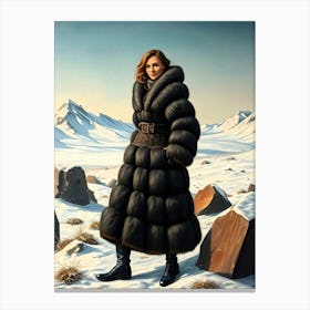 Nordic Women in Fur Coat Canvas Print