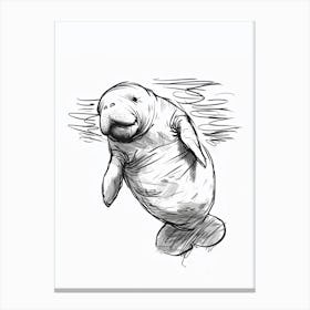 B&W Manatee Canvas Print