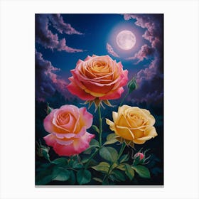 Roses In The Moonlight 2 Canvas Print