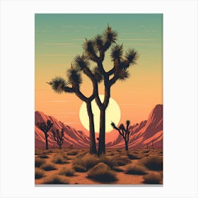  Retro Illustration Of A Joshua Trees At Dusk In Desert 1 Canvas Print
