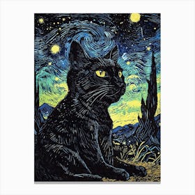 Starry Night Cat 4 Canvas Print