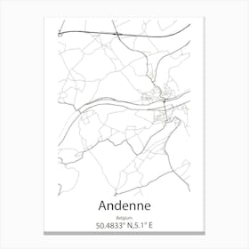 Andenne,Belgium Minimalist Map Canvas Print