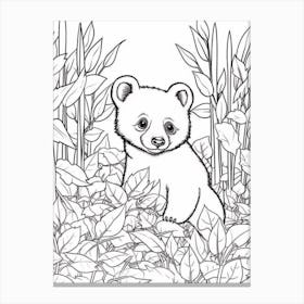 Line Art Jungle Animal Red Panda 4 Canvas Print