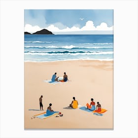 People On The Beach Painting (38) Canvas Print