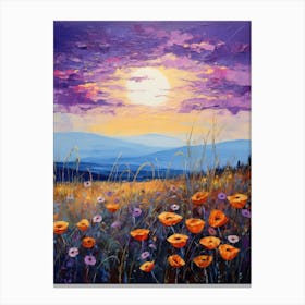 Sunset With Poppies 1 Canvas Print