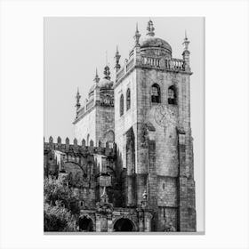 Porto Cathedral | Black and white travel photography Canvas Print