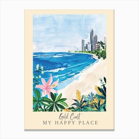 My Happy Place Gold Coast 2 Travel Poster Canvas Print