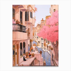 Istanbul Turkey 5 Vintage Pink Travel Illustration Canvas Print