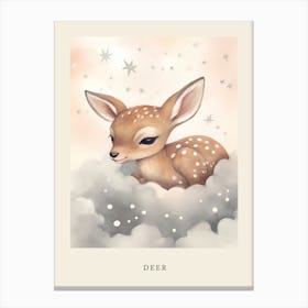 Sleeping Baby Deer 2 Nursery Poster Canvas Print