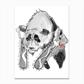 Panda Bear With Chainsaw Canvas Print