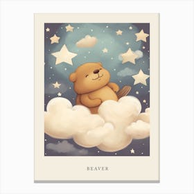 Sleeping Baby Beaver 2 Nursery Poster Canvas Print