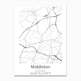 Middleton,United Kingdom Minimalist Map Canvas Print