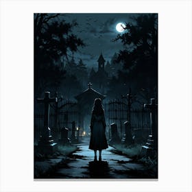 Girl In A Cemetery 1 Canvas Print
