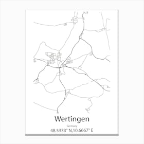 Wertingen,Germany Minimalist Map Canvas Print