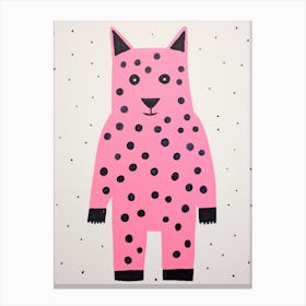 Pink Polka Dot Arctic Fox 1 Canvas Print