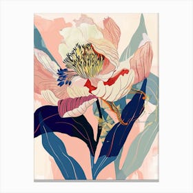 Colourful Flower Illustration Peony 3 Canvas Print