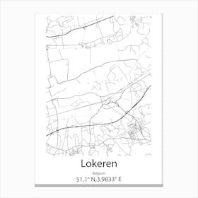 Lokeren,Belgium Minimalist Map Stampe su tela