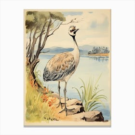 Storybook Animal Watercolour Crane 1 Canvas Print