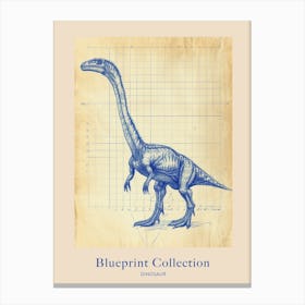 Dinosaur Blue Print Style Poster Canvas Print