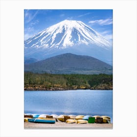 Picturesque Lake Shoji With Striking Mount Fuji Canvas Print