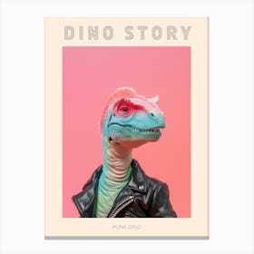Punky Dinosaur In A Leather Jacket 2 Poster Canvas Print