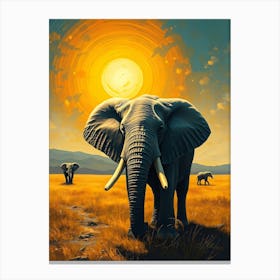 Elephants In The Sun Canvas Print