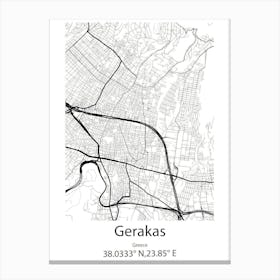 Gerakas,Greece Minimalist Map Canvas Print