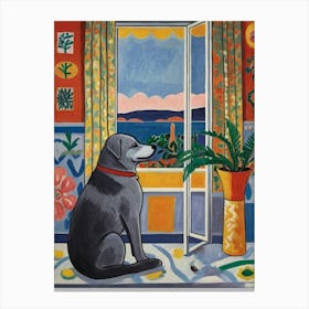 Dog Looking Out The Window Style Henri Matisse Canvas Print