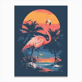 Greater Flamingo Tanzania Tropical Illustration 3 Canvas Print