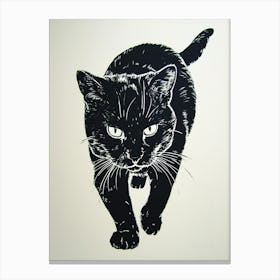 American Shorthair Linocut Blockprint 2 Canvas Print