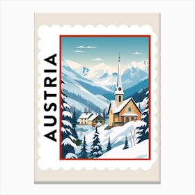 Retro Winter Stamp Poster Hallstatt Austria 2 Canvas Print