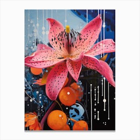 Surreal Florals Fuchsia 4 Flower Painting Canvas Print