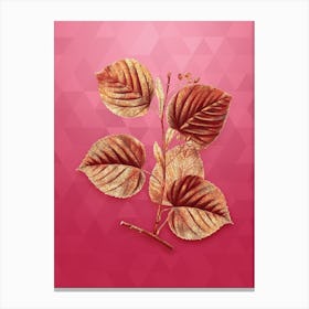 Vintage Linden Tree Botanical in Gold on Viva Magenta n.0604 Canvas Print